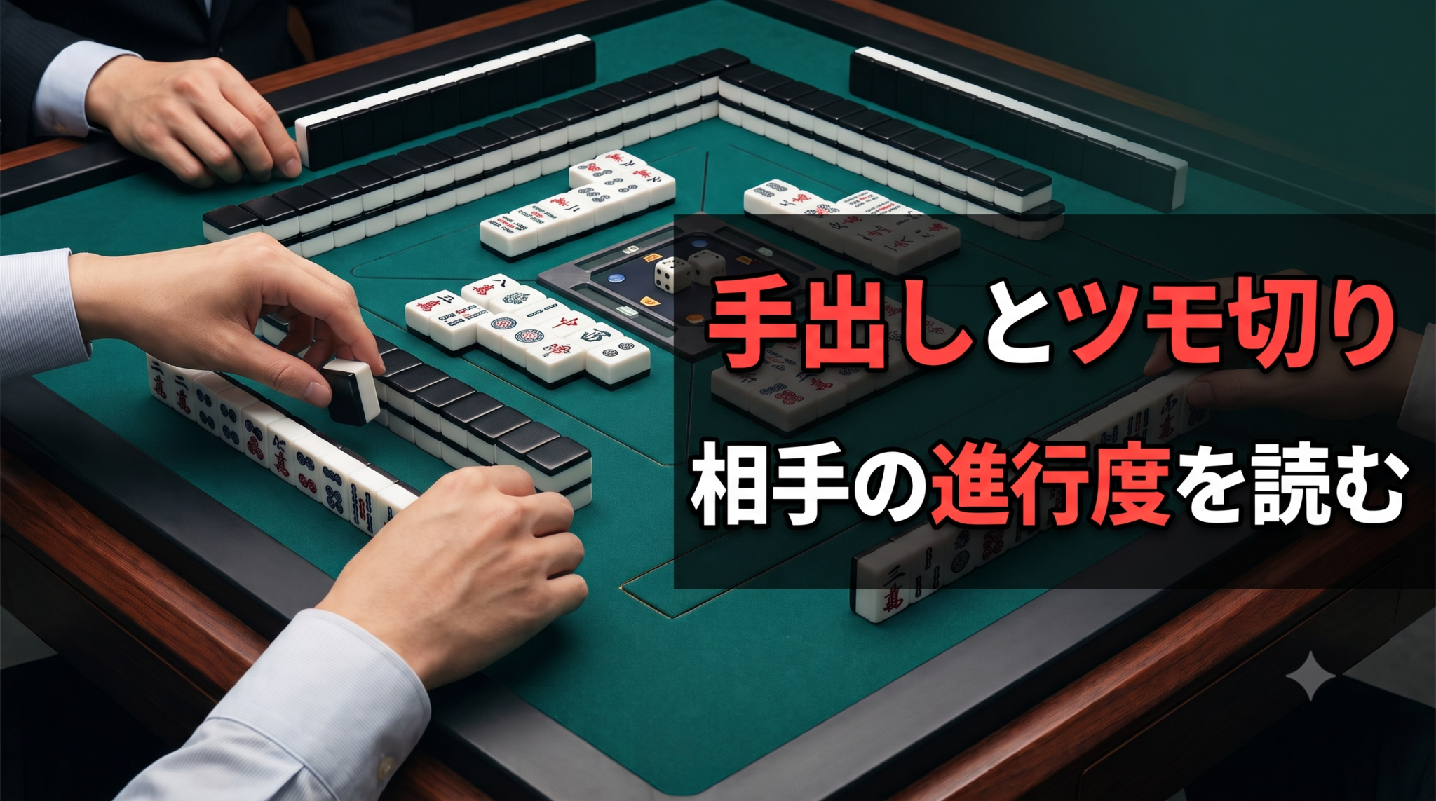 麻雀の手出しとツモ切りを見分けて相手の進行度を読むイメージ